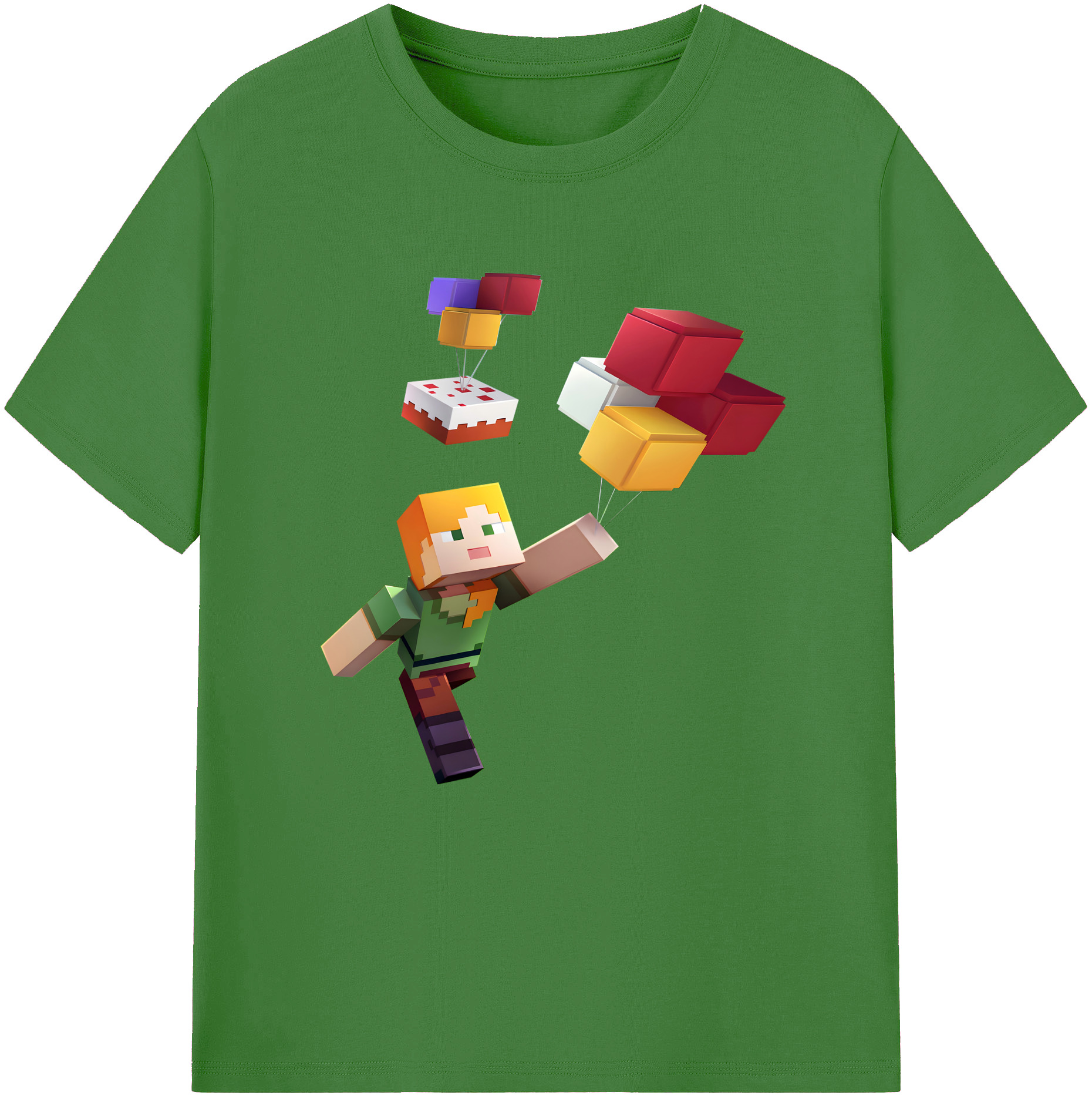 （画像用） マインクラフト ブロックの世界 Minecraft MC Block world レディースカジュアルプリントTシャツ（綿100％）